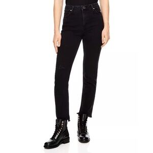 Sandro Paris Opéra High-Rise Frayed Straight-Leg Jeans Distressed Ankle …